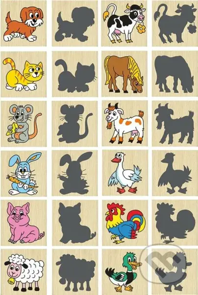 Zvířátka a jejich stíny (12ks v krabičce dřevěné) - hra z kategorie Karty, pexeso