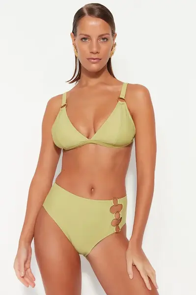 Trendyol Green Doplněné Bikiny s vysokým pasem S Pravidelnými Nohavicemi