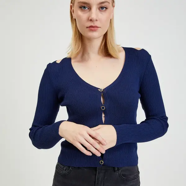Tmavě modrý dámský kardigan s průstřihy ORSAY - Dámské