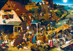 Pieter Bruegel the Elder - Netherlandish Proverbs, 1559 - puzzle z kategorie Umělecké