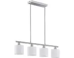 Závesné stropné osvetlenie Tommy, 4 svietidlá, nikel/biela látka%
