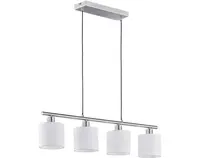 Závesné stropné osvetlenie Tommy, 4 svietidlá, nikel/biela látka%