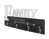 Nástenný vešiakový panel Family, biely/čierny%