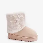 Children's ankle snow boots with fur light beige Crisie
