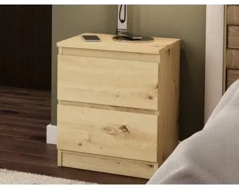 Skrinka /nočný stolík Carlos 40 cm, dub artisan, 2 zásuvky%