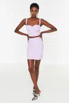 Trendyol Fialový Bustier Sukňa Spodný-Horný Set