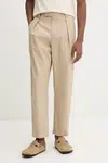 Bavlněné kalhoty A.P.C. pantalon renato pánské, béžová barva, ve střihu chinos, COHFU.H08428