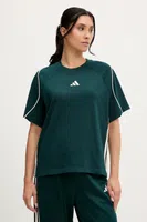 Bavlněné tričko adidas Stadium dámské, zelená barva, JW0449