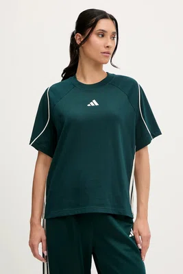 Bavlněné tričko adidas Stadium dámské, zelená barva, JW0449
