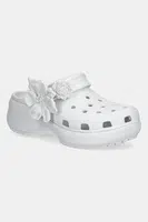 Pantofle Crocs Classic Platform Bouquet Clog dámské, šedá barva, na platformě, 211292