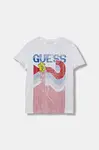 Dětské bavlněné tričko Guess bílá barva, s potiskem, L5YI10 K8HM4