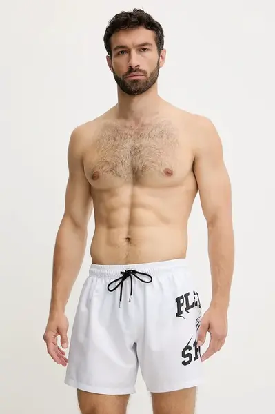 Plavkové šortky PLEIN SPORT bílá barva, PS25MBM01