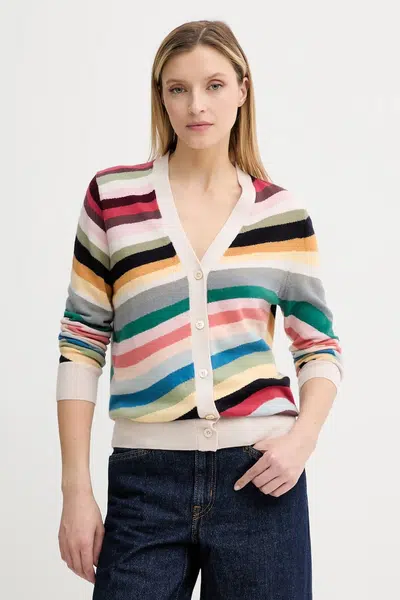 Vlněný kardigan PS Paul Smith dámský, béžová barva, W2R-588N-T31328
