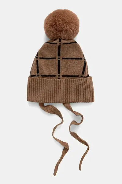 Dětská vlněná čepice Jamiks DAGGET II hnědá barva, JZI055