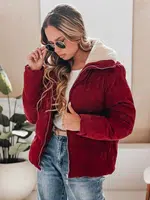 Kurtka damska zimowa sztruksowa TRENDYGLAM bordowa Dstreet