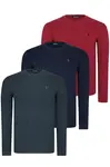 TRIPLE SET T8588 DEWBERRY ROUND NECK MEN'S SWEATSHIRT-NAVY-ANTHRACITE-BURGUNDY