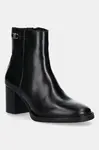 Kožené členkové topánky Tommy Hilfiger STACKED HEEL LEATHER ANKLE BOOT