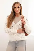 Kesi Włoski Dámsky sveter s výstrihom do V a zlatými gombíkmi ecru