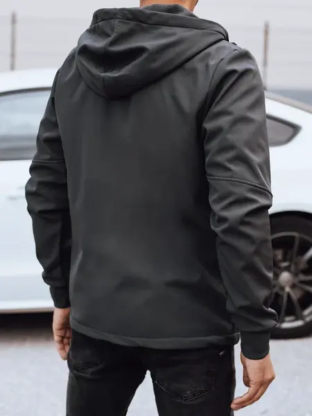 Pánska prechodná bunda s kapucňou, tmavosivá