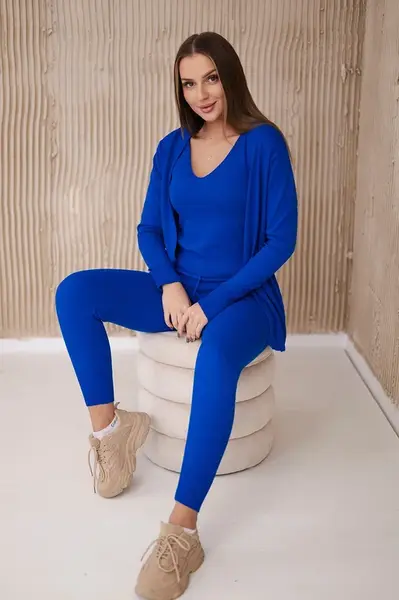 3-piece sweater set purple-blue