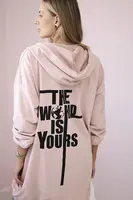 Sweatshirt with "The World is Yours" print in dark powder pink