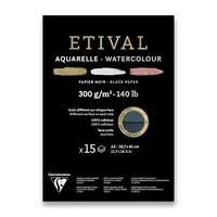 Akvarelový blok Clairefontaine Etival Black Cold Pressed/Rough - A3, 15 listů, 300 g