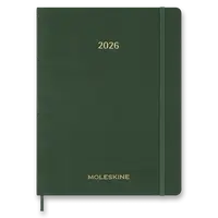 Diář Moleskine Essential 2026 - měkké desky, XXL, týdenní, vertikální, tmavě zelený