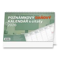 Poznámkový daňový kalendář s citáty 2026 - stolní
