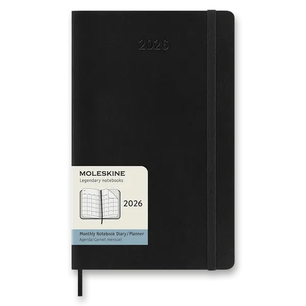 Diář Moleskine 2026 - měkké desky, L, měsíční, černý