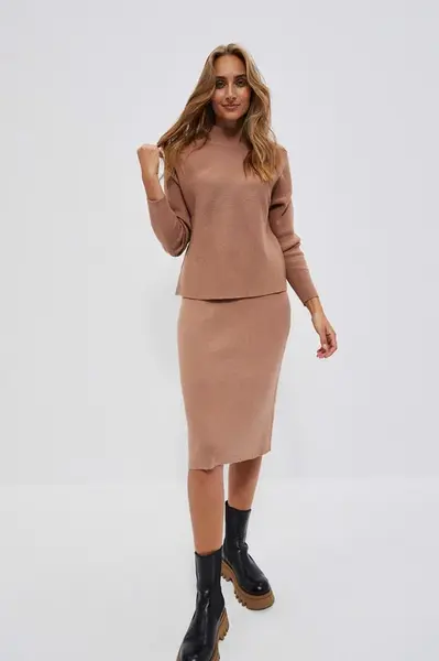 Béžová pletená sukně