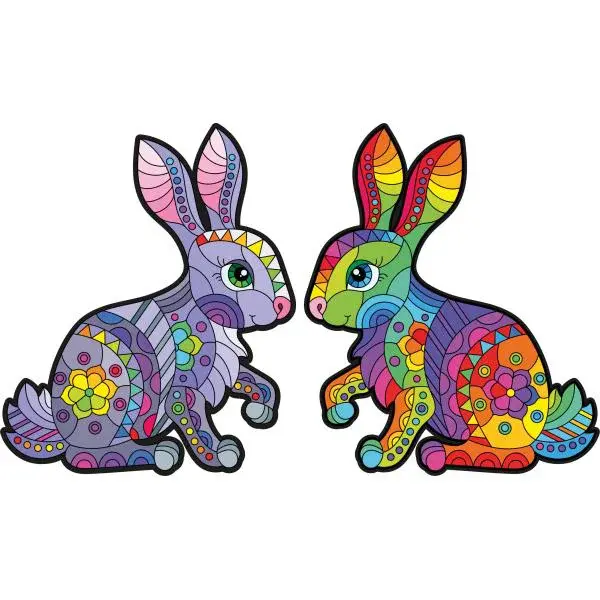 Dřevěné puzzle set Zajíci