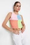 Oranžová blokovaná pletená halenka Trendyol