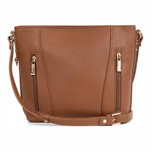 Kožená dámska crossbody kabelka Fagola Lilea - koňak