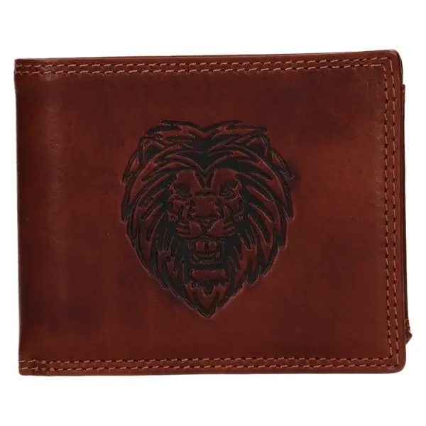 Pánská kožená peněženka SendiDesign Lion, přírodní kůže − hnědá