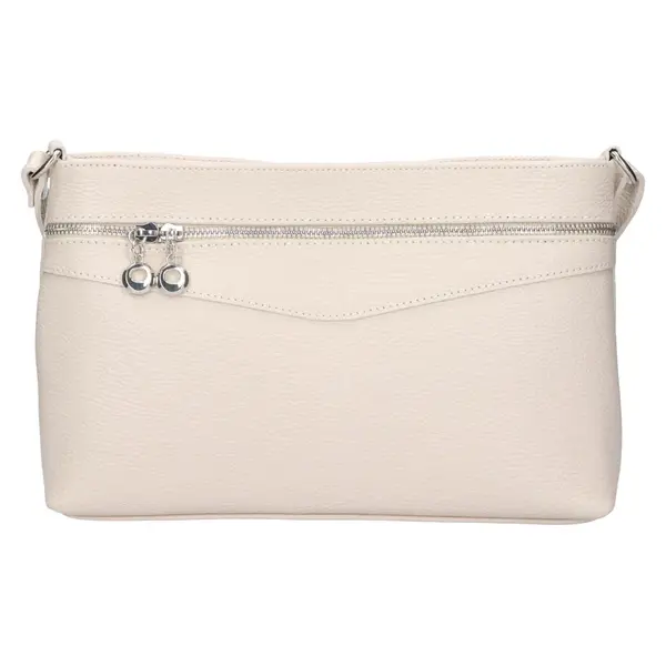 Dámská kožená crossbody kabelka Italia Benea - krémová