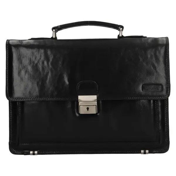 Pánska kožená pracovní aktovka Lagen Romel - čierna