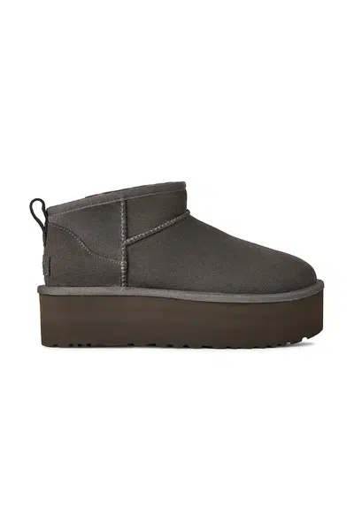 Semišové sněhule UGG Classic Ultra Mini Platform šedá barva, 1135092.CHRC