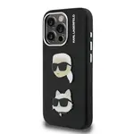 Zadní kryt Karl Lagerfeld Grained PU K&CH Heads pro Apple iPhone 15 Pro Max, černá