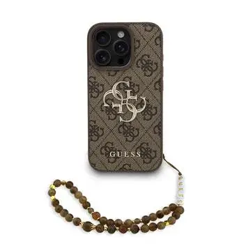 Zadní kryt Guess PU 4G Metal Logo Strap pro Apple iPhone 15, hnědá