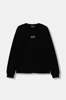 Dětská bavlněná mikina EA7 Emporio Armani zelená barva, s potiskem, 7B000025 AF10380