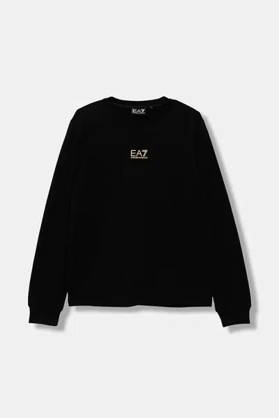 Dětská bavlněná mikina EA7 Emporio Armani zelená barva, s potiskem, 7B000025 AF10380