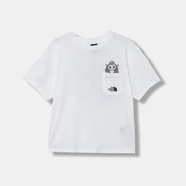 Dětské bavlněné tričko The North Face B SPORTS OVERSIZED POCKET SS TEE - GRAPH bílá barva, NF0A8EAKFN41
