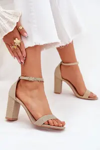 Boto Lesklé Dámské Sandály Na Podpatku Zlaté Kavina