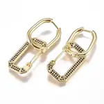 Brass Micro Pave Cubic Zirconia Dangle Huggie Hoop Earrings