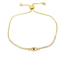 Adjustable Zircon Pull Bracelet with Devil's Eye Design - Cool and Unique Hand Jewelry