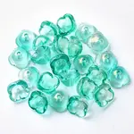 4-Petal Transparent Spray Painted Glass Bead Caps