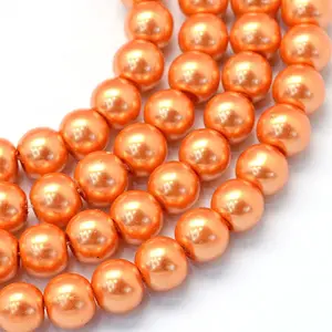 Baking Paint Pearlized Glass Pearl Round Bead Strands