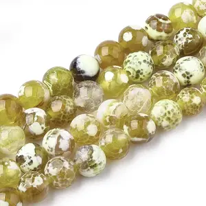 Natural Fire Crackle Agate Beads Strands