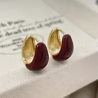 Brass Enamel Hoop Earrings