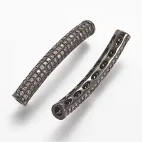 Brass Micro Pave Cubic Zirconia Tube Beads